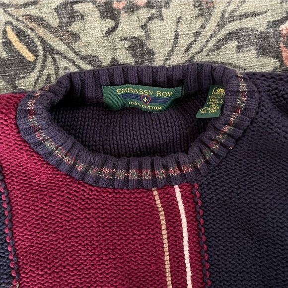 Embassy Row Cotton Crew-neck Long Sleeve Sweater - Picture 3 of 4